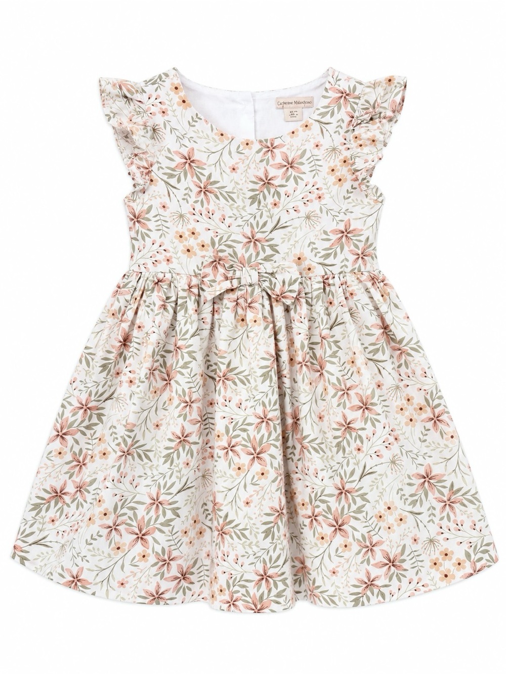 Catherine Malandrino Girls Floral Flutter Sleeve Dress Size 4T